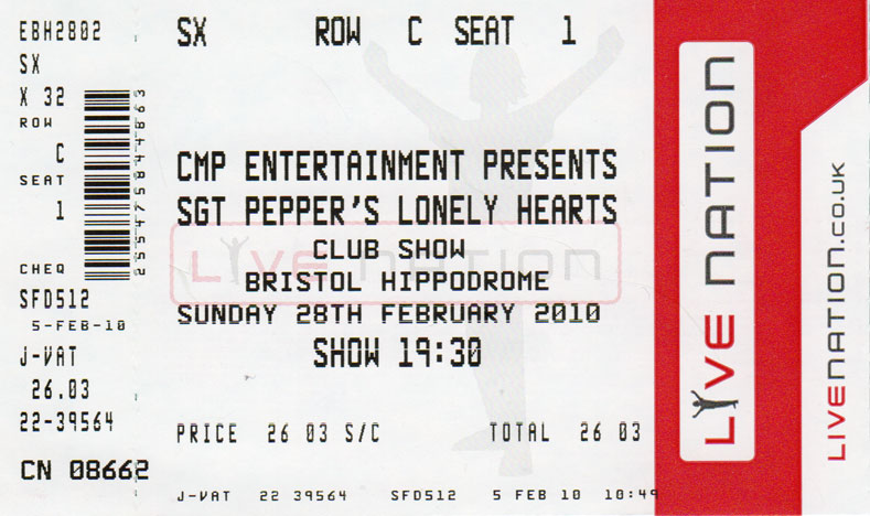 SGT PEPPER Ticket